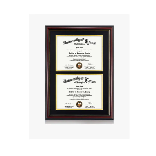 Untitleddesign_4_165a0798-476e-4b15-8073-3ec3521183ab Graduation Certificate Double Documents Frame Real Wood with Gold Trim for 8.5"*11 - 4 Colors Available - Image 1